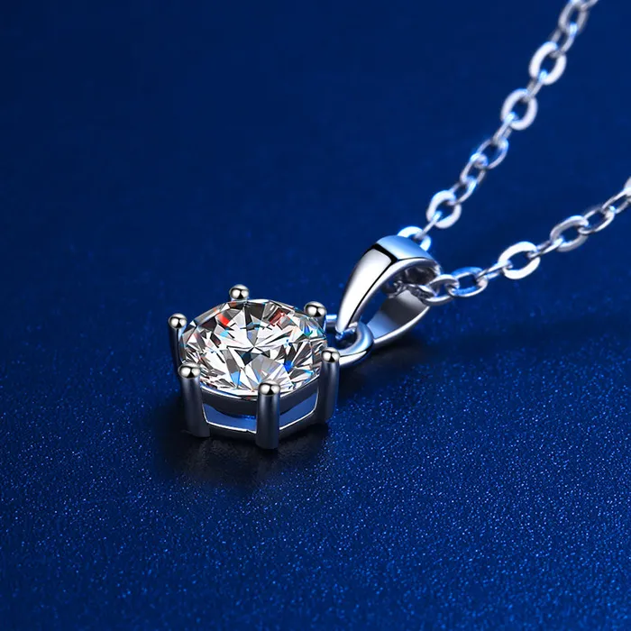 Necklaces Shineofidamond D Color Moissanite Classic 6 Prong Sterling Silver Pendant Necklace Necklaces Shineofidamond D Color Moissanite Classic 6 Prong Sterling Silver Pendant Necklace