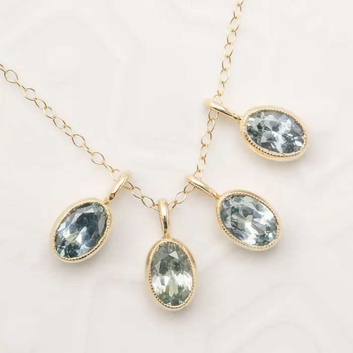 Ocean Blue Montana Sapphire Bezel Set Charm Necklace One of a kind Envero Jewelry Necklaces Ocean Blue Montana Sapphire Bezel Set Charm Necklace One of a kind Envero Jewelry Necklaces