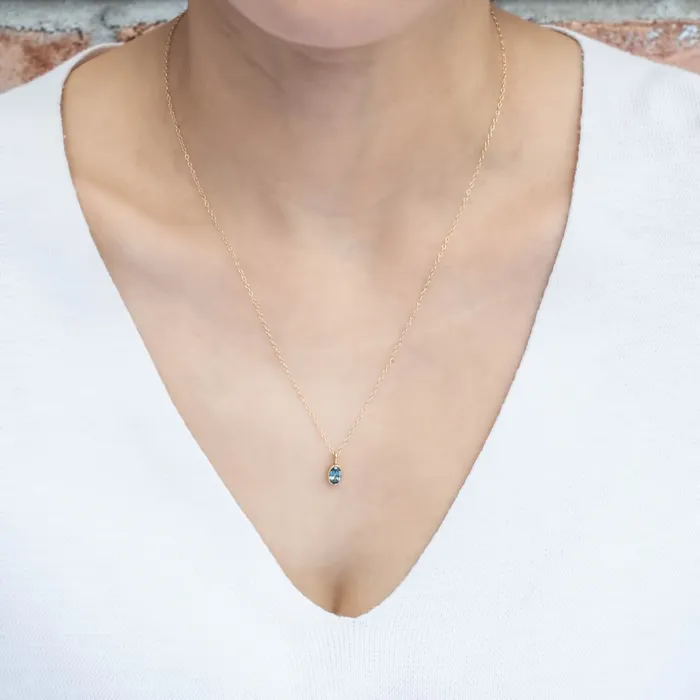 Ocean Blue Montana Sapphire Bezel Set Charm Necklace One of a kind Envero Jewelry Necklaces Ocean Blue Montana Sapphire Bezel Set Charm Necklace One of a kind Envero Jewelry Necklaces