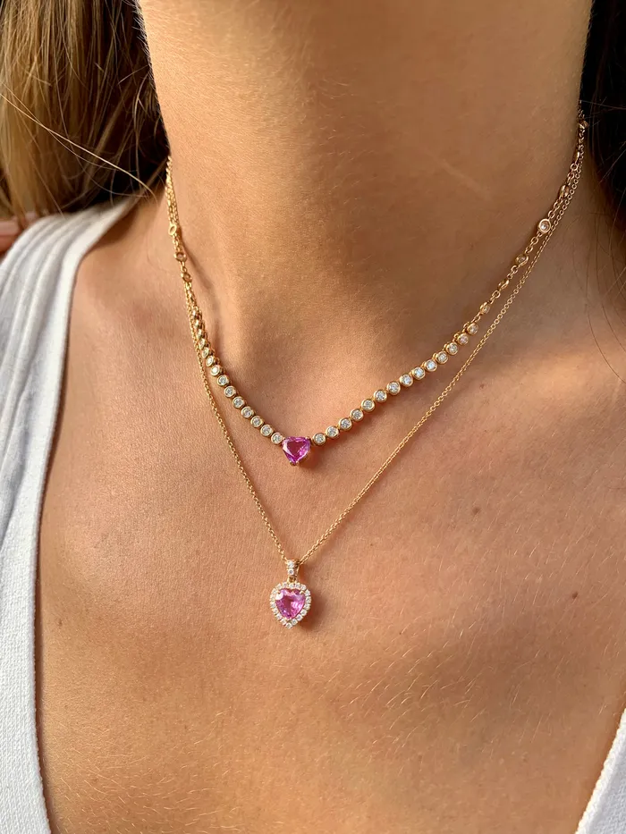 Pink sapphire heart diamond pendant The Private Room Fine Jewelry Necklaces