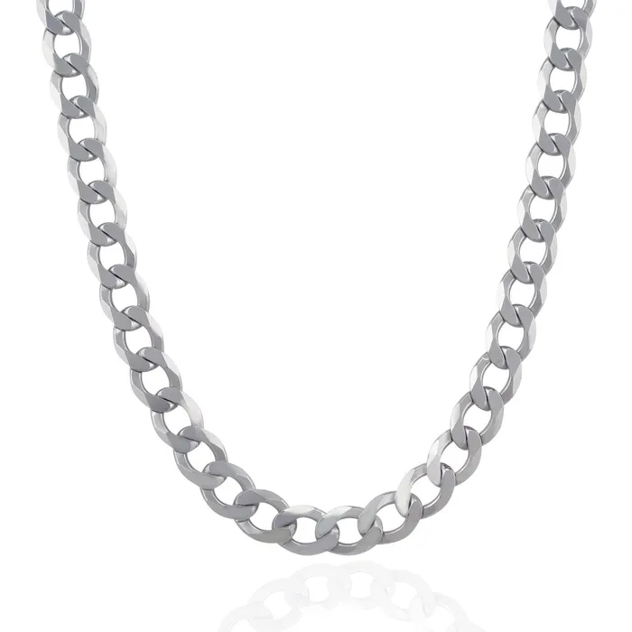 Rhodium Plated 136mm Sterling Silver Curb Style Chain MayaMila Necklaces