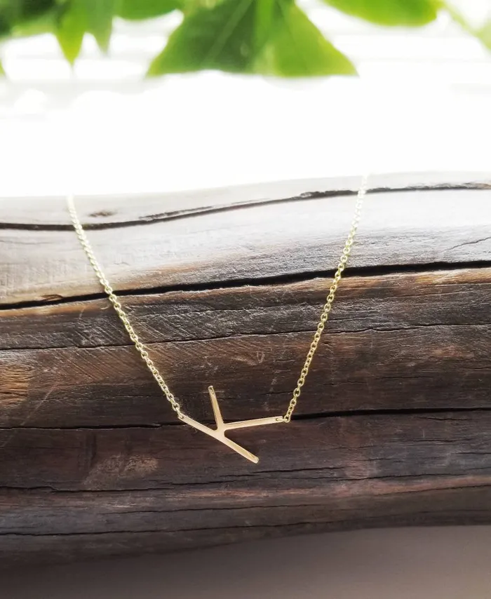 Sideways Initial Necklace ellie k and co Necklaces