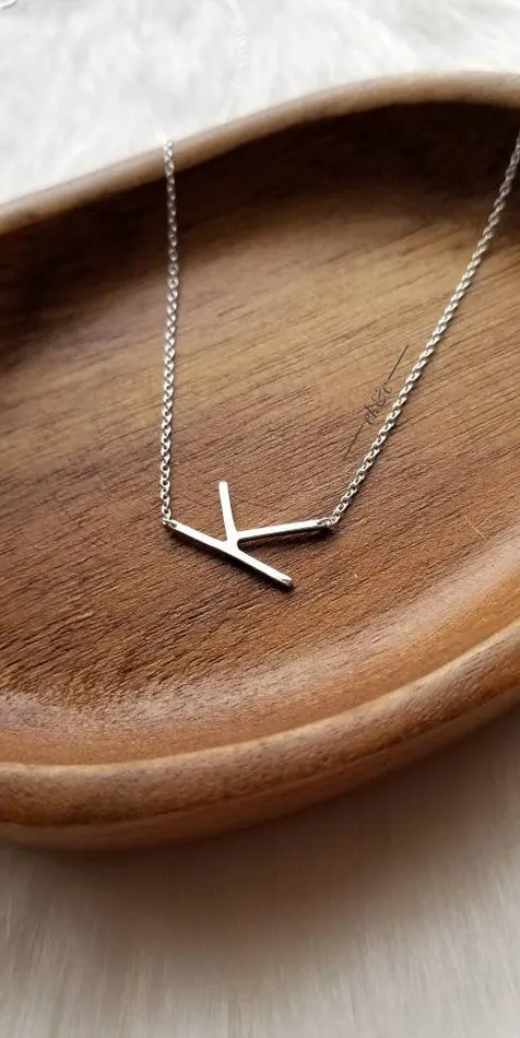 Sideways Initial Necklace ellie k and co Necklaces