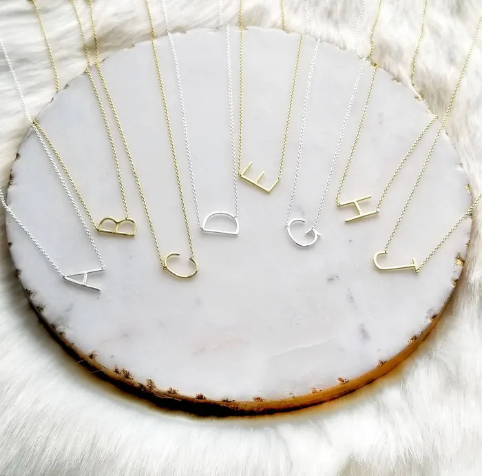 Sideways Initial Necklace ellie k and co Necklaces