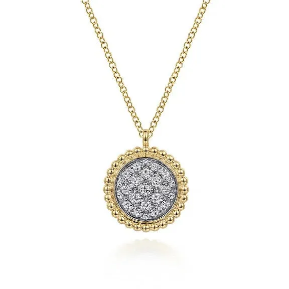 14K Yellow Gold Bujukan and Diamond Pave Pendant Necklace GABRIEL CO Necklaces 14K Yellow Gold Bujukan and Diamond Pave Pendant Necklace GABRIEL CO Necklaces