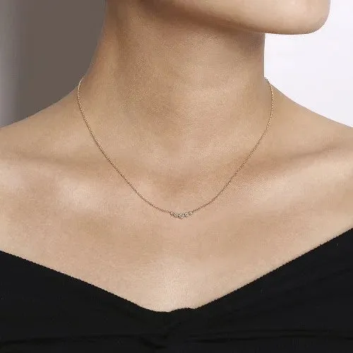 14K Yellow Gold Curved Round Diamond Bar Necklace GABRIEL CO Necklaces