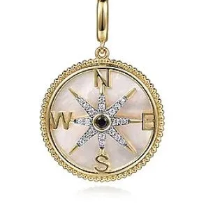 14K Yellow Gold Diamond Blue Sapphire Compass Medallion Pendant GABRIEL CO Necklaces 14K Yellow Gold Diamond Blue Sapphire Compass Medallion Pendant GABRIEL CO Necklaces