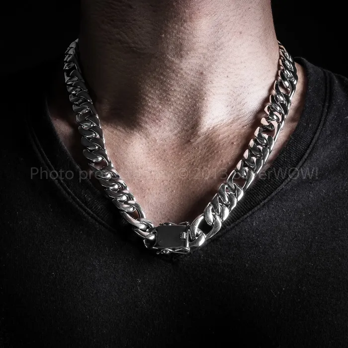 15mm Figaro Link Necklace Chain silverwow Necklaces