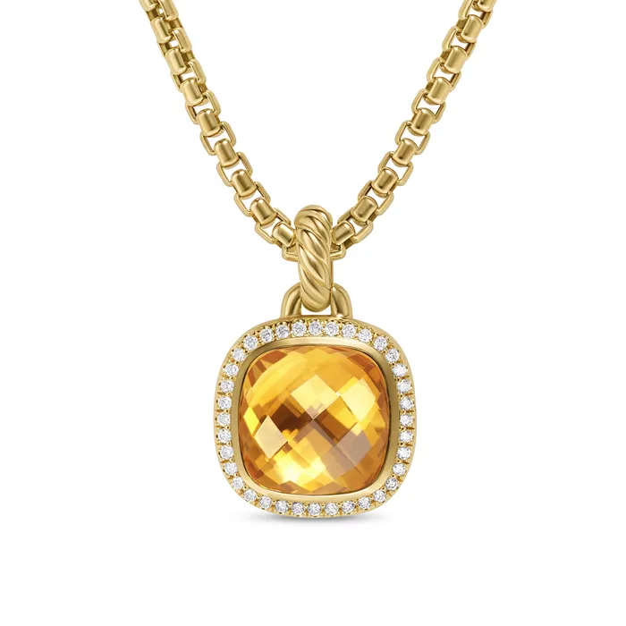 Albion Pendant in 18K Yellow Gold with Citrine and Diamonds 11mm David Yurman Necklaces Albion Pendant in 18K Yellow Gold with Citrine and Diamonds 11mm David Yurman Necklaces