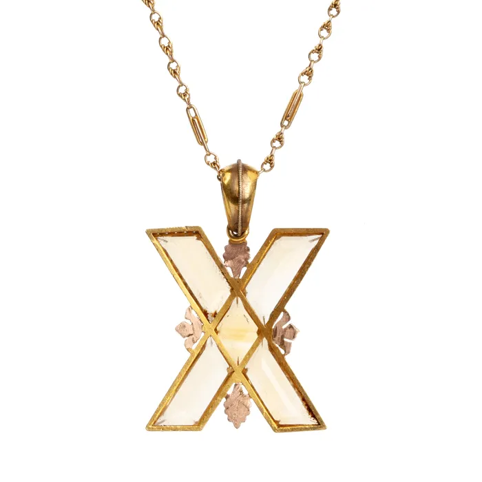 Bell Bird Antiques Necklaces 19th Century Citrine St Andrews Cross Pendant