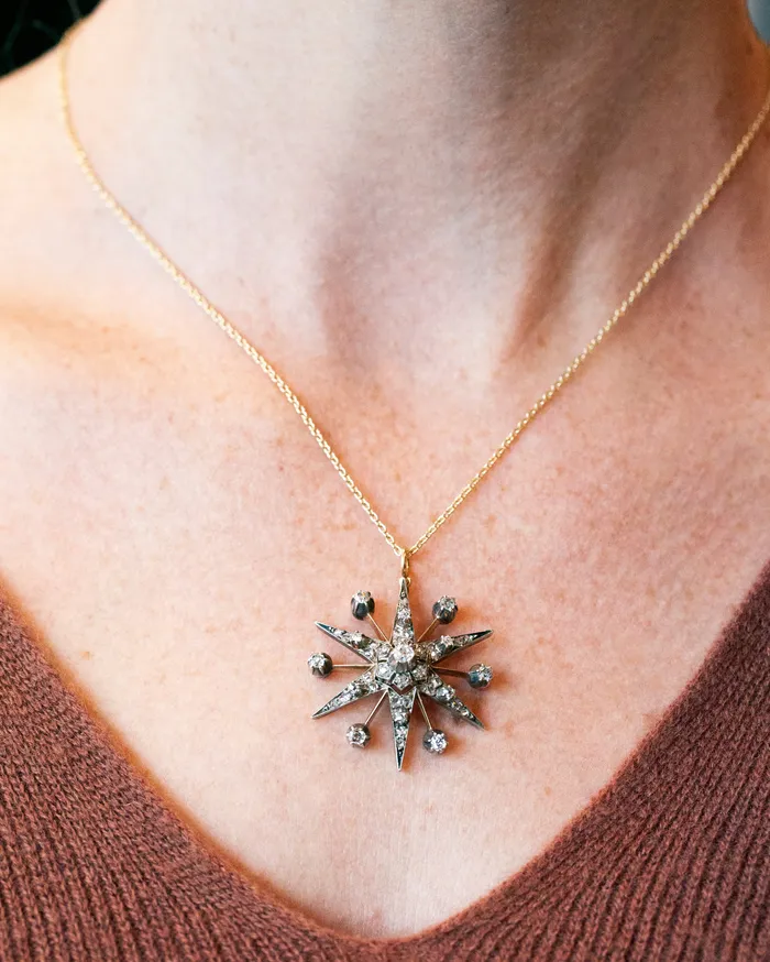 Bell Bird Antiques Necklaces Victorian Era Starburst Pendant
