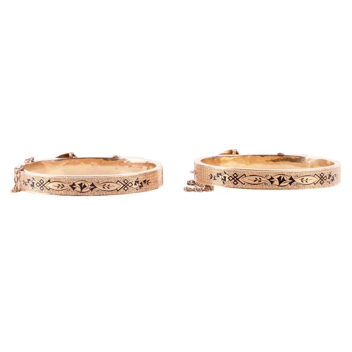 Bell Bird Antiques PreStyled Sets Late 19th Century Matched Set Gold Buckle Bangles