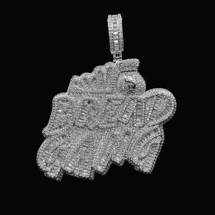 Bread Gang Iced Out Letter Diamond Pendant Necklace Bread Gang Necklaces
