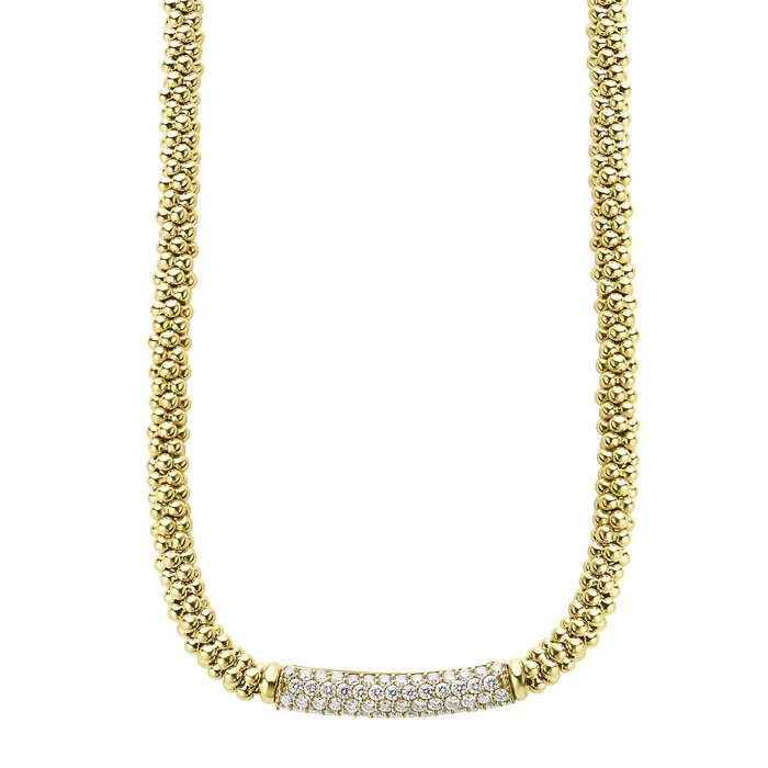 Caviar Gold Diamond Long Station Caviar Necklace LAGOS Necklaces