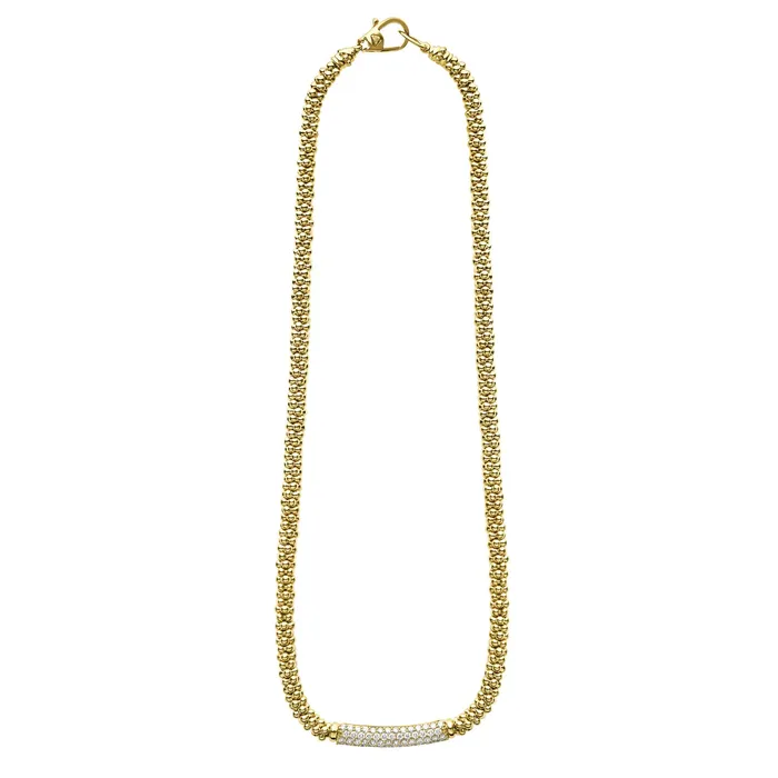 Caviar Gold Diamond Long Station Caviar Necklace LAGOS Necklaces