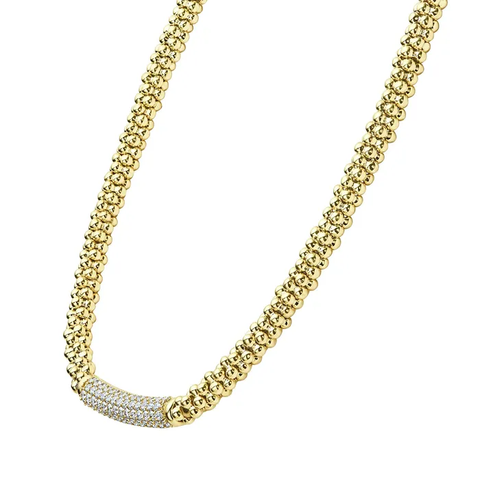 Caviar Gold Diamond Long Station Caviar Necklace LAGOS Necklaces