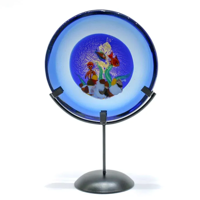 Cimarosto Dimitri Aquarium with octopus Disc on metal stand Necklaces