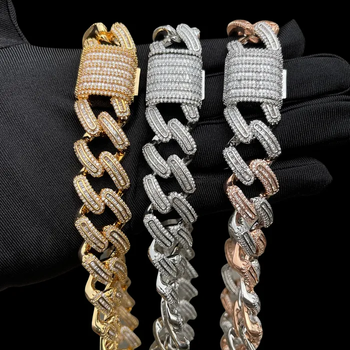 Elegant Necklaces 20MM Elegant Thin Setting Iced Out Diamond Necklace Chain