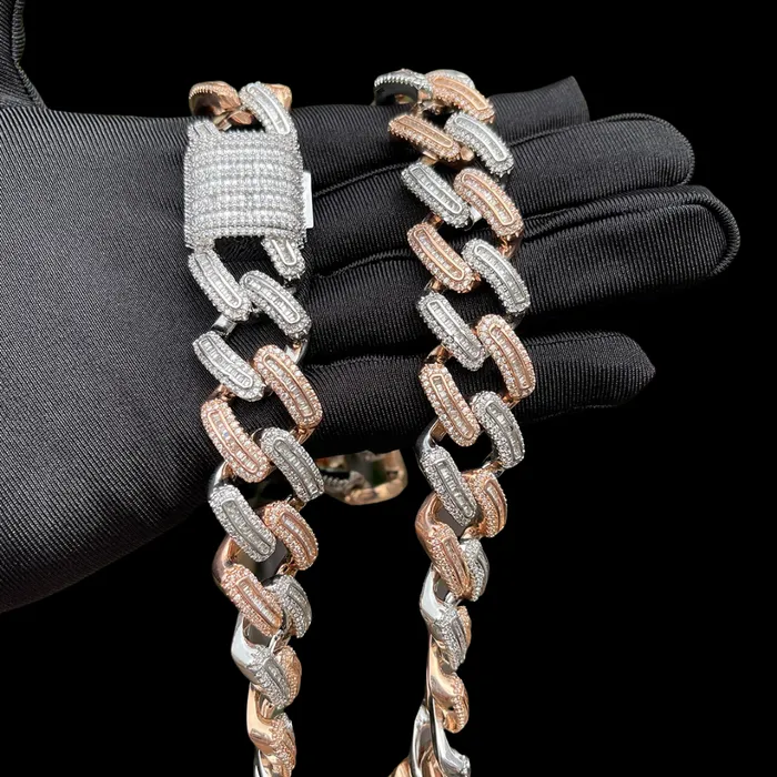 Elegant Necklaces 20MM Elegant Thin Setting Iced Out Diamond Necklace Chain