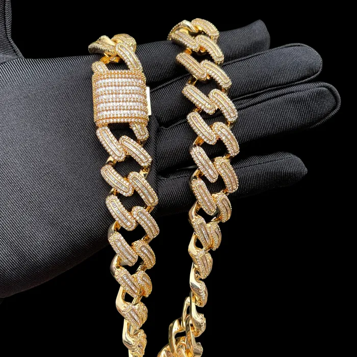 Elegant Necklaces 20MM Elegant Thin Setting Iced Out Diamond Necklace Chain