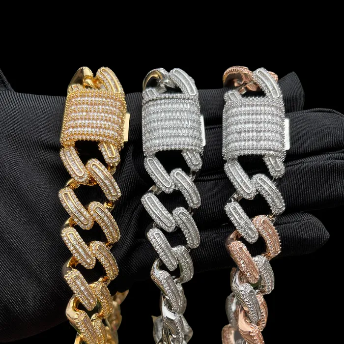 Elegant Necklaces 20MM Elegant Thin Setting Iced Out Diamond Necklace Chain
