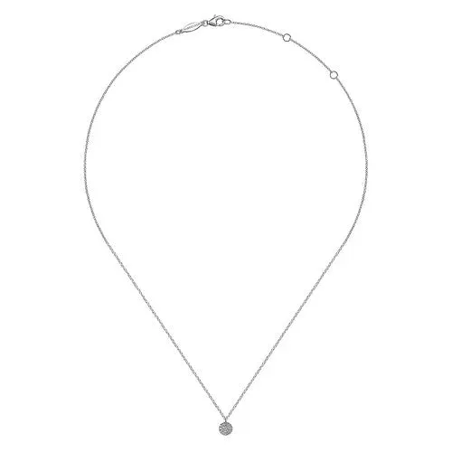 GABRIEL CO 14K White Gold Round Pave Diamond Disc Pendant Necklace Necklaces GABRIEL CO 14K White Gold Round Pave Diamond Disc Pendant Necklace Necklaces