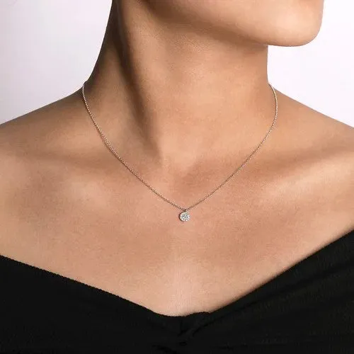 GABRIEL CO 14K White Gold Round Pave Diamond Disc Pendant Necklace Necklaces GABRIEL CO 14K White Gold Round Pave Diamond Disc Pendant Necklace Necklaces