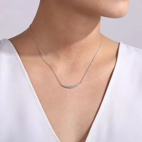 GABRIEL CO Necklaces 14K White Gold Curved Diamond Bar Necklace