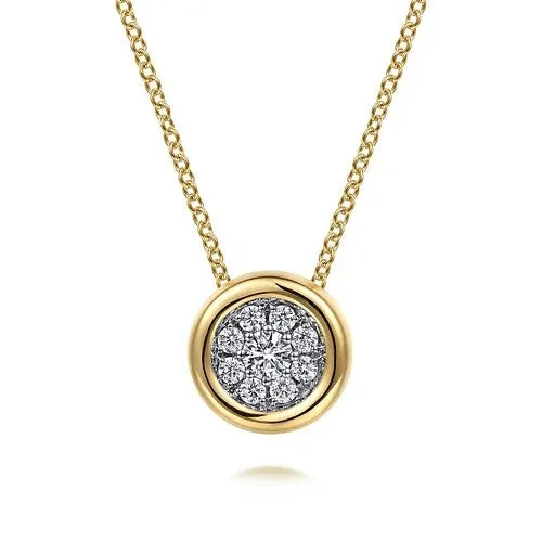 GABRIEL CO Necklaces 14K WhiteYellow Gold Diamond Cluster Pendant Necklace GABRIEL CO Necklaces 14K WhiteYellow Gold Diamond Cluster Pendant Necklace