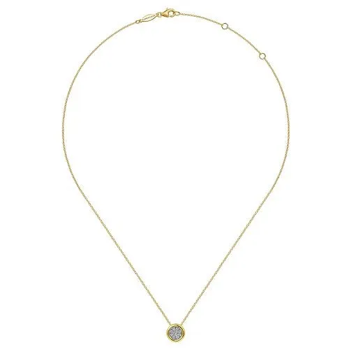 GABRIEL CO Necklaces 14K WhiteYellow Gold Diamond Cluster Pendant Necklace