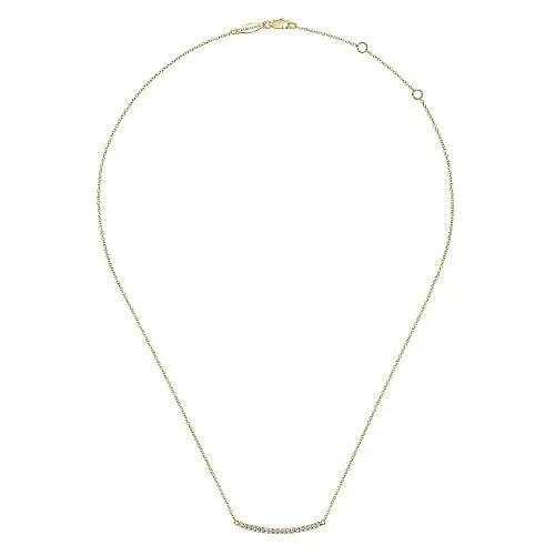 GABRIEL CO Necklaces 14K Yellow Gold Curving Diamond Bar Necklace