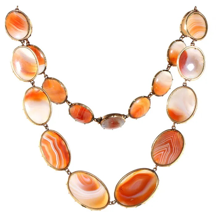 Georgian Era Agate Necklace Bell Bird Antiques Necklaces