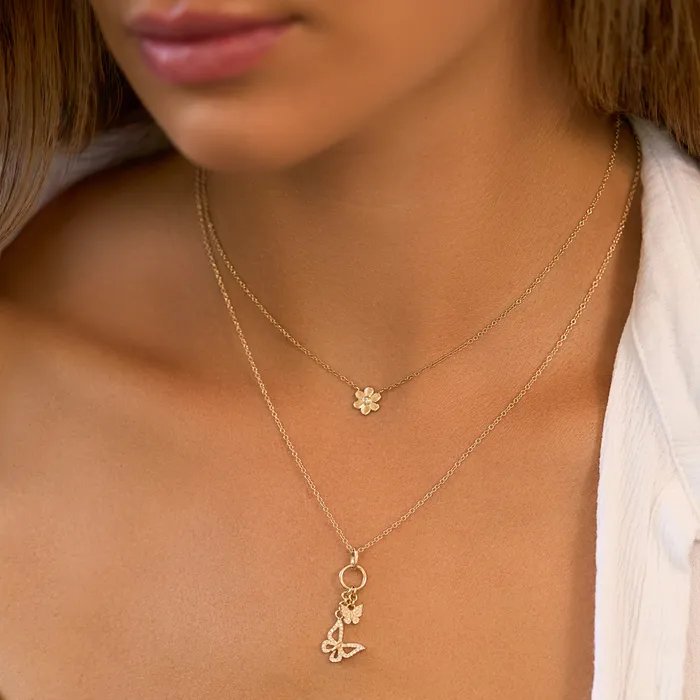 Gold And Diamond Daisy Neckace NicoleHD Jewelry Necklaces