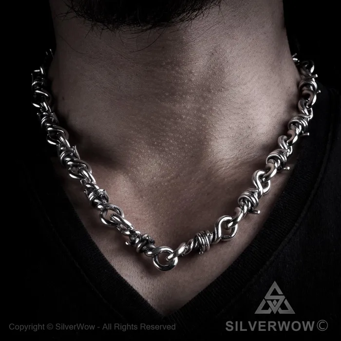 Heavy Barb Wire Necklace silverwow Necklaces