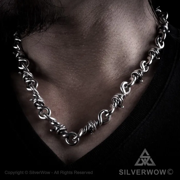 Heavy Barb Wire Necklace silverwow Necklaces
