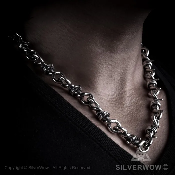 Heavy Barb Wire Necklace silverwow Necklaces