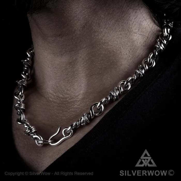 Heavy Barb Wire Necklace silverwow Necklaces