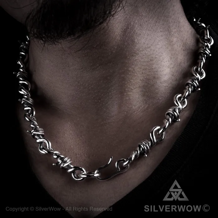 Heavy Barb Wire Necklace silverwow Necklaces