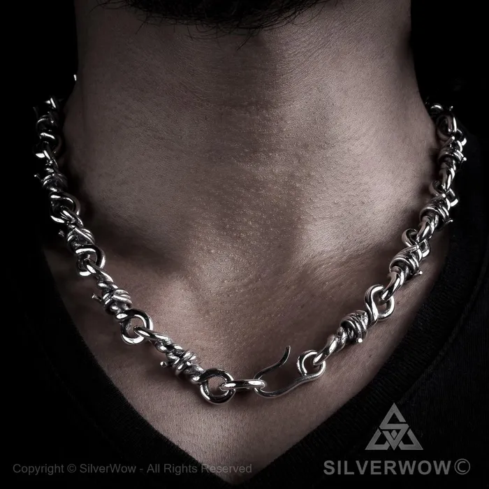 Heavy Barb Wire Necklace silverwow Necklaces