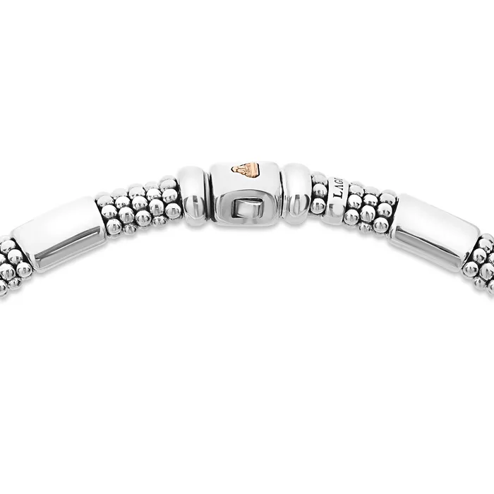 LAGOS High Bar Rose Gold Station Caviar Necklace 12mm Necklaces