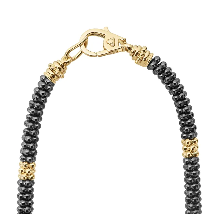 LAGOS Necklaces Black Caviar 18K Gold Small Station Ceramic Beaded Necklace 5mm