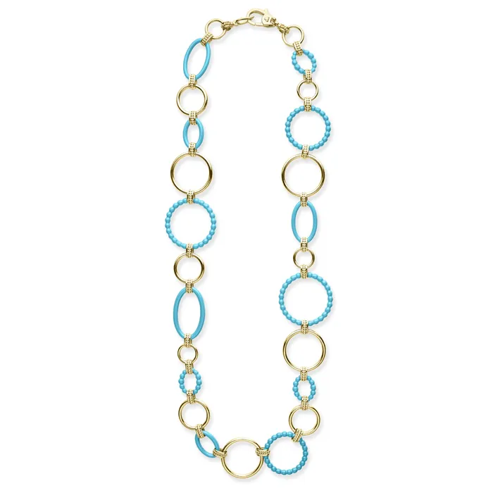 LAGOS Necklaces Meridian 18K Gold and Blue Ceramic Link Necklace