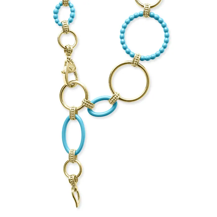 LAGOS Necklaces Meridian 18K Gold and Blue Ceramic Link Necklace