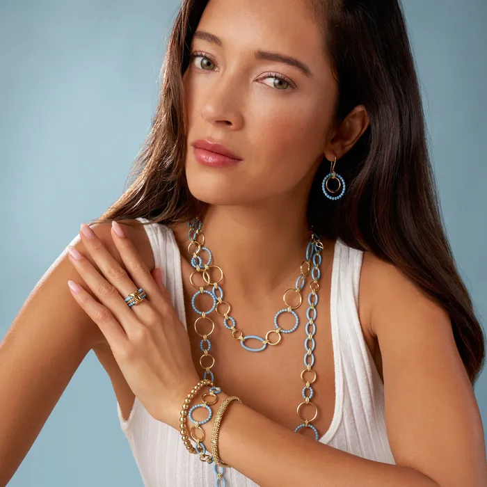LAGOS Necklaces Meridian 18K Gold and Blue Ceramic Link Necklace