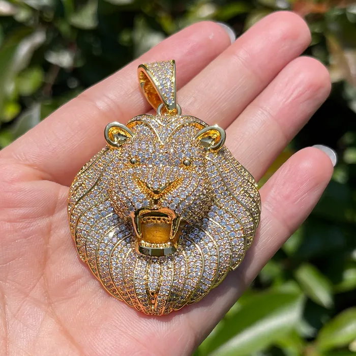 Lion Head Necklaces Lion Head Iced Out Diamond Pendant Necklace