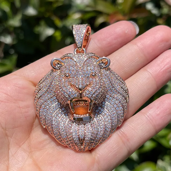 Lion Head Necklaces Lion Head Iced Out Diamond Pendant Necklace
