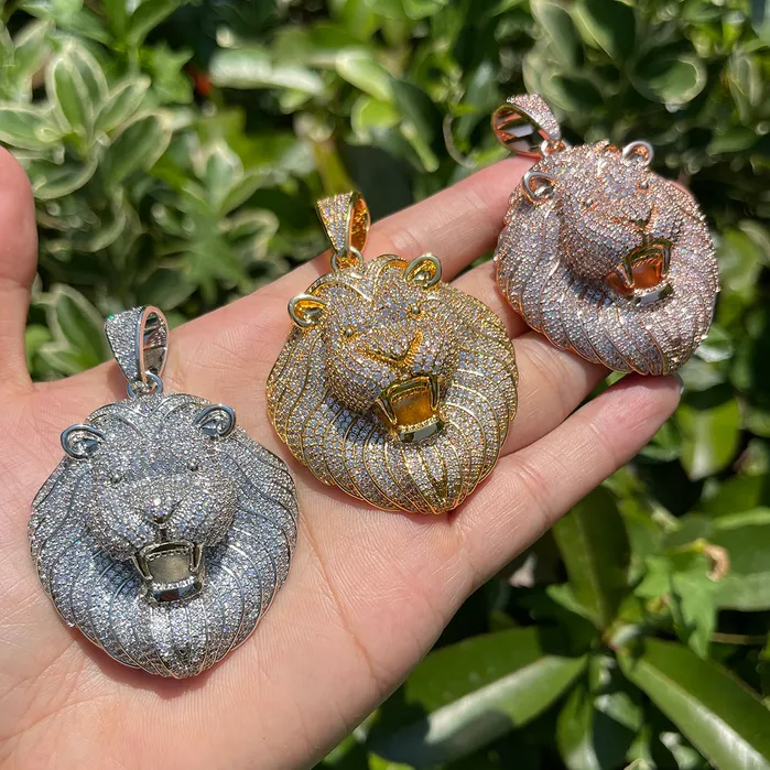 Lion Head Necklaces Lion Head Iced Out Diamond Pendant Necklace
