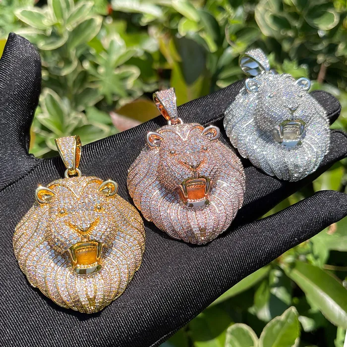 Lion Head Necklaces Lion Head Iced Out Diamond Pendant Necklace