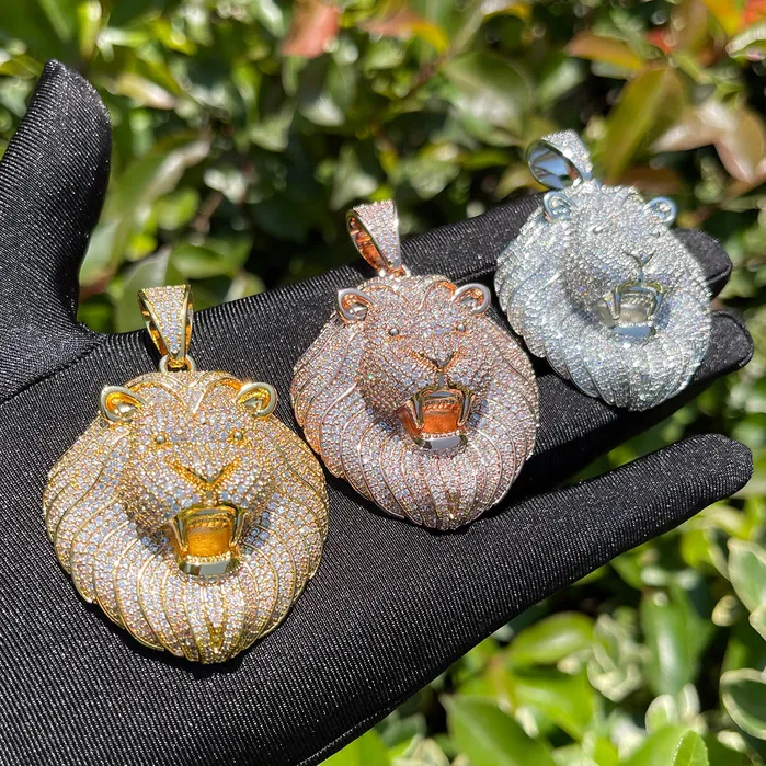 Lion Head Necklaces Lion Head Iced Out Diamond Pendant Necklace