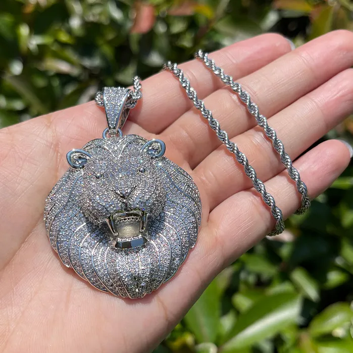 Lion Head Necklaces Lion Head Iced Out Diamond Pendant Necklace